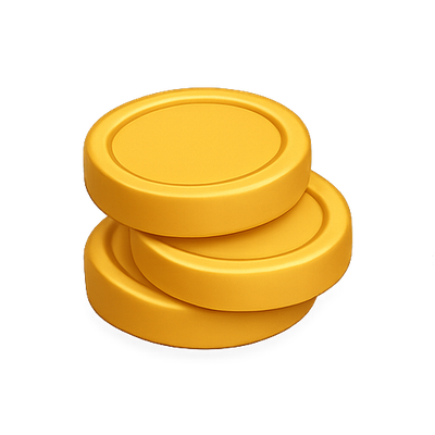 Stacked Yellow Tokens on Black Background