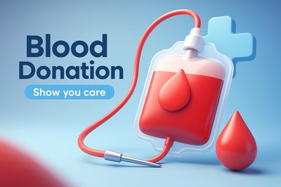 3D Blood Donation Website Design Mockup