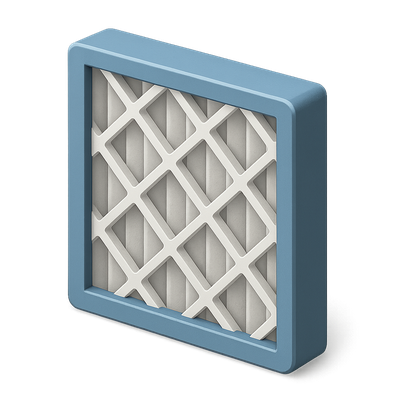 Stylized 3D Air Filter Icon with Isometric Design