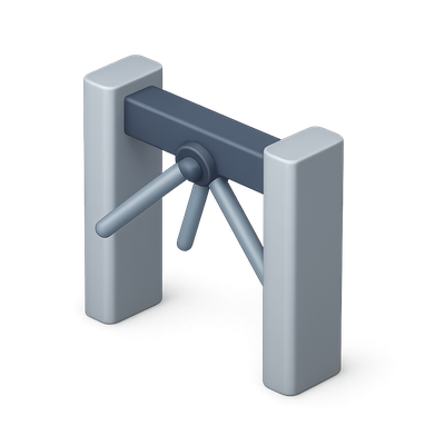 3D Turnstile Gate Icon with Volumetric Design
