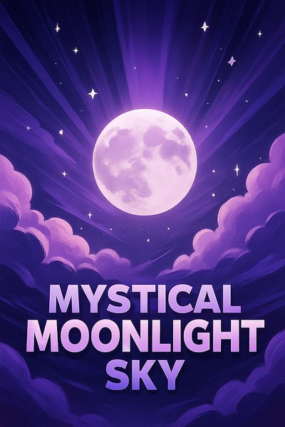 Mystical Moonlight Sky with Clouds and Stars