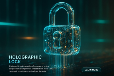 Holographic Lock with Glowing Micro-LEDs in Close-Up