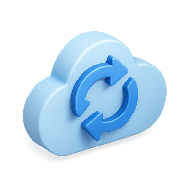 3D Refresh Icon with Cloud and Arrows Design