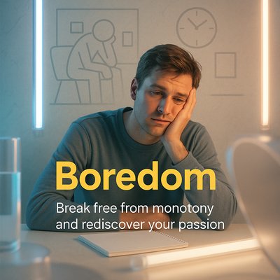 Emotional Depiction of Boredom with Modern Design Elements