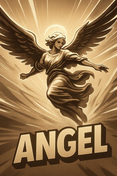 Dynamic Angel Illustration with Neon Halo Effect