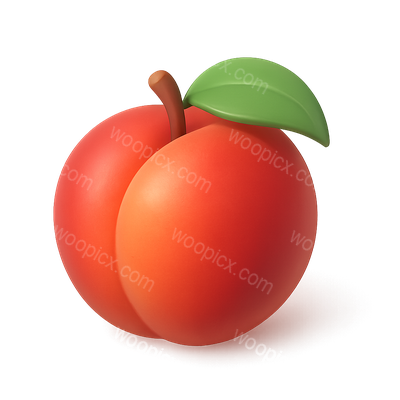 3D Icon of a Nectarine with Leaf and Smooth Texture
