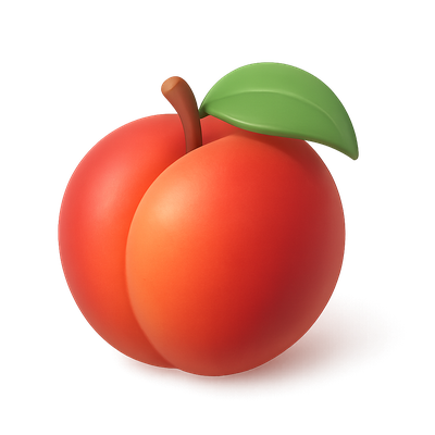 3D Icon of a Nectarine with Leaf and Smooth Texture