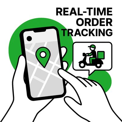 Illustration of Mobile App for Real-Time Order Tracking