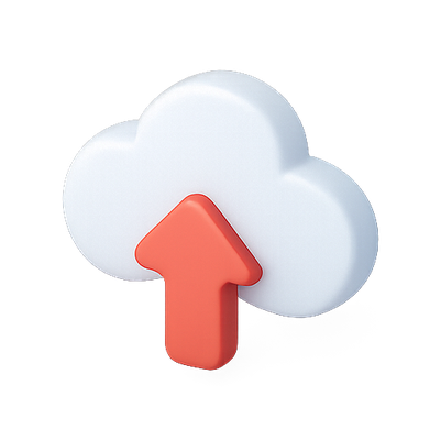 Stylized Cloud Upload Icon in 3D Design