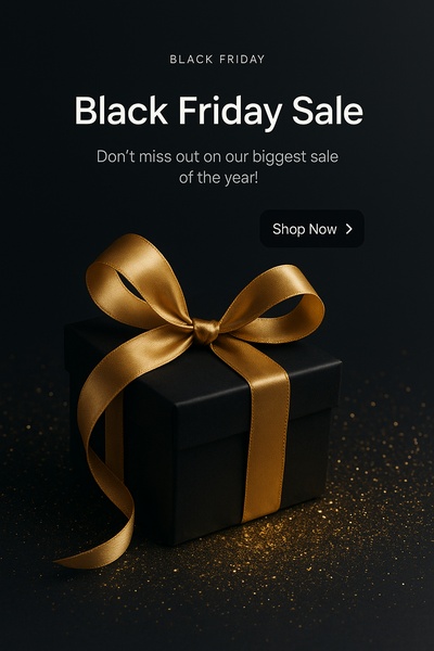 Elegant Black Friday Sale Gift Box with Golden Ribbon