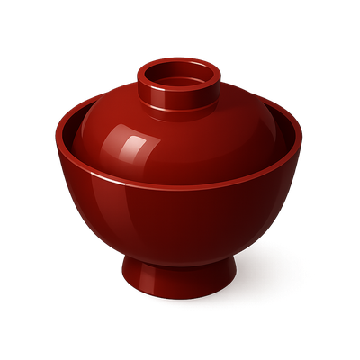 Stylish 3D Red Bowl Icon with Glossy Finish