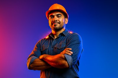 Confident Factory Worker in Dynamic Industrial Setting