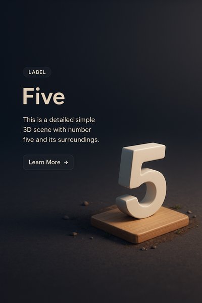 Stylish 3D Representation of the Number Five in a Dark Setting
