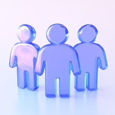 Stylized Transparent Figures Representing Community or Collaboration
