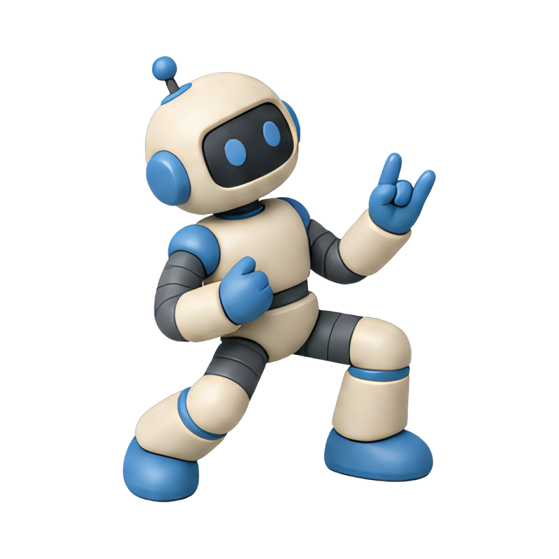 humanoid robot playing air guitar