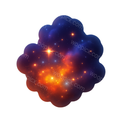 Vibrant 3D Cosmic Icon with Stars and Nebula Effects