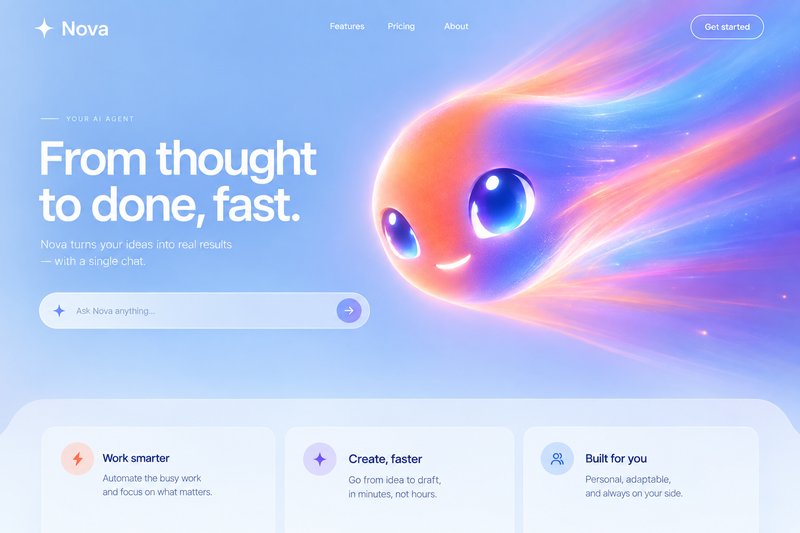 AI agent landing page design