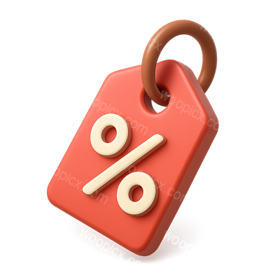 Stylish 3D Price Tag Icon with Percentage Symbol