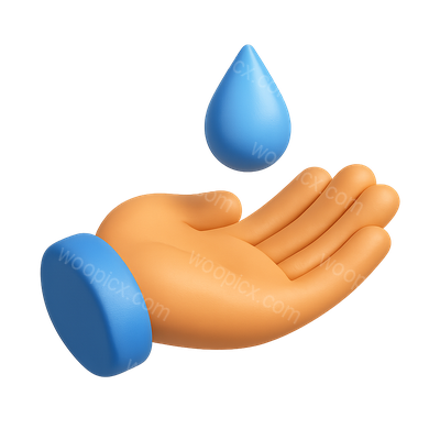 3D Liquid Drop in Hand Icon with Volumetric Effect
