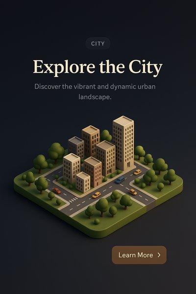 Stylish 3D Cityscape Scene with Urban Elements