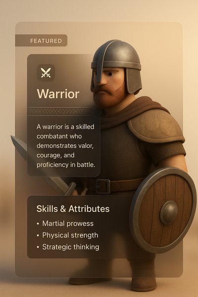 3D Illustration of a Warrior with Integrated Text Panels