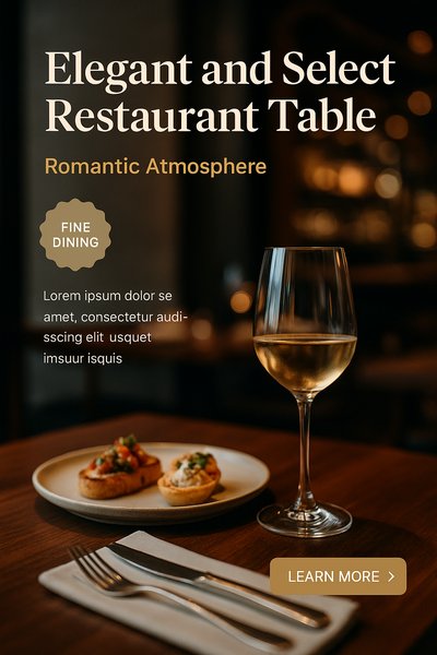 Elegant Restaurant Table Setting for Romantic Dinner