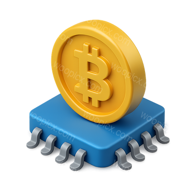3D Digital Currency Icon with CPU Design