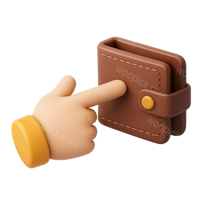3D Wallet Icon with Hand Pointing Illustration