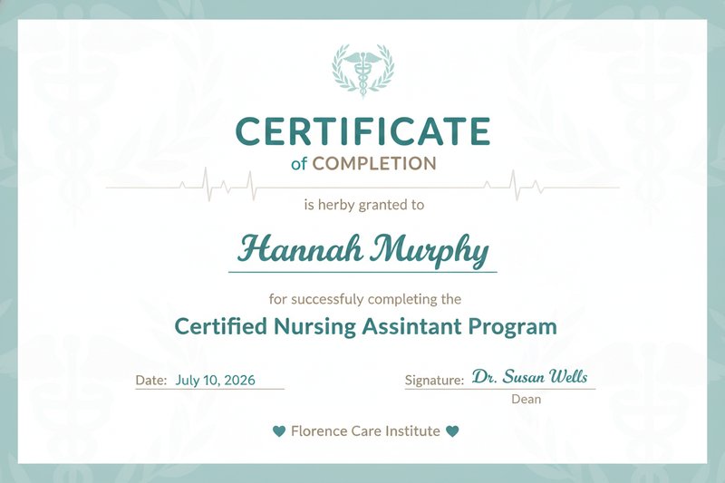Nursing assistant completion certificate