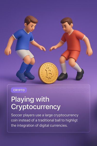 Soccer Players Engaging with Cryptocurrency in 3D Illustration