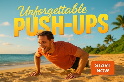 Vibrant Promotion for Unforgettable Push-Ups on a Beach