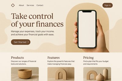 Elegant Boho Style Landing Page Design for Financial Services