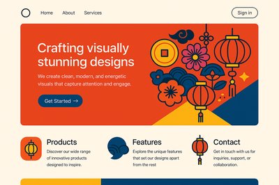 Dynamic Geometric Landing Page Design for Modern Websites