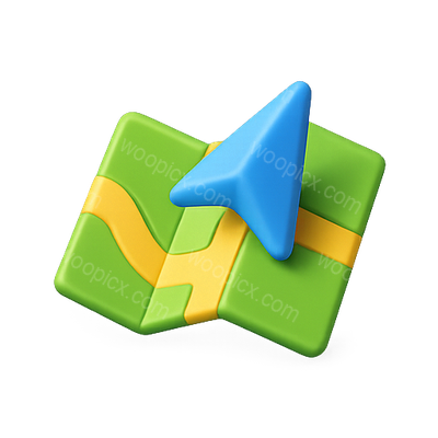 Stylized Map Icon with Navigation Arrow