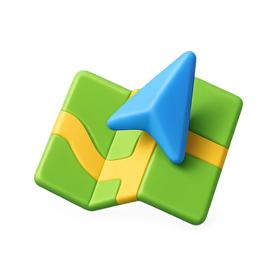 Stylized Map Icon with Navigation Arrow