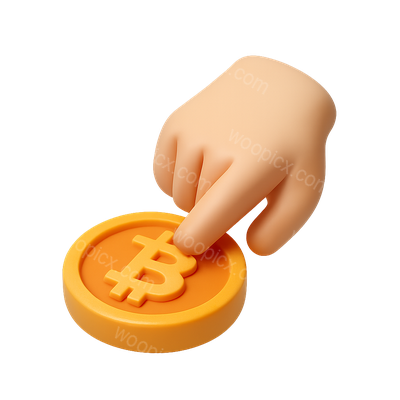 3D Touch Icon Featuring a Hand and Bitcoin Symbol