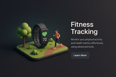 3D Fitness Tracking Scene with Runner and Smartwatch
