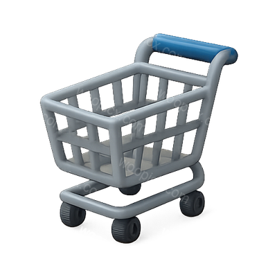 3D Shopping Cart Icon for E-Commerce Use