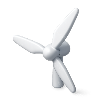 Stylized 3D Wind Turbine Icon with Isometric View