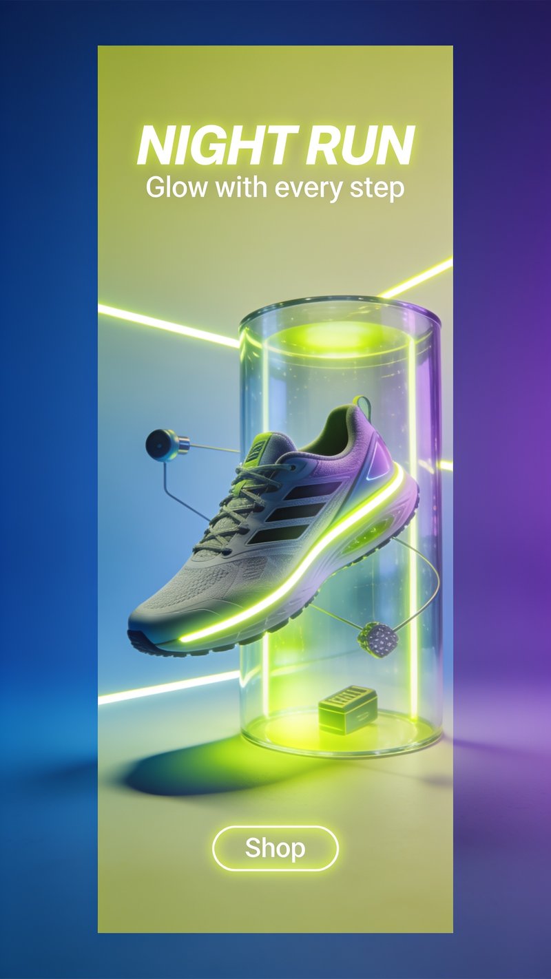 Neon sneaker with inner glow