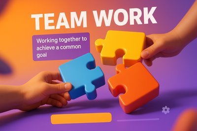 Collaborative Teamwork Concept with Colorful Puzzle Pieces