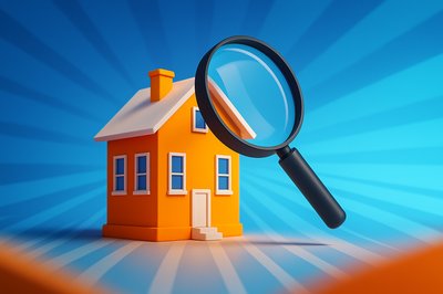 Searching for a New Home: Magnifying Glass and House Illustration