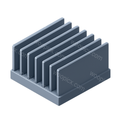 3D Heat Sink Icon with Fins in Isometric View