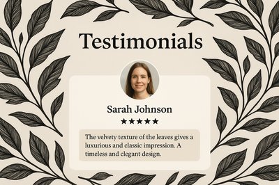 Elegant Black Leaf Pattern Testimonials Design