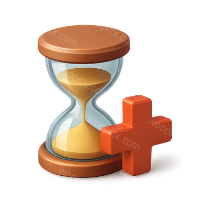 3D Hourglass Icon with Plus Sign in Isometric View
