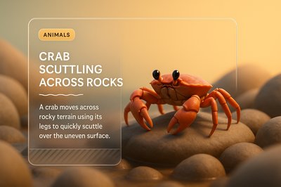 Realistic Crab Scuttling Across Rocky Terrain