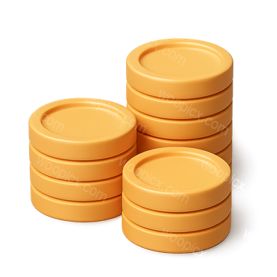 3D Coin Stack Icon with Isometric View and Volumetric Feel
