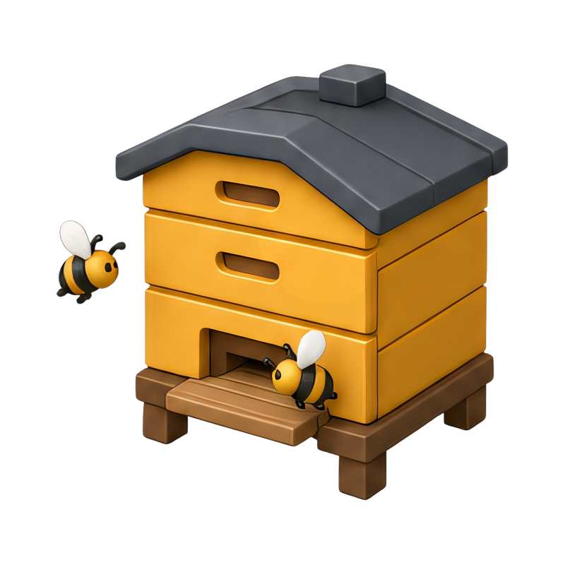 bee hive with active bees