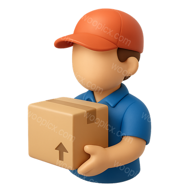 Stylized 3D Delivery Icon with Package in Isometric View