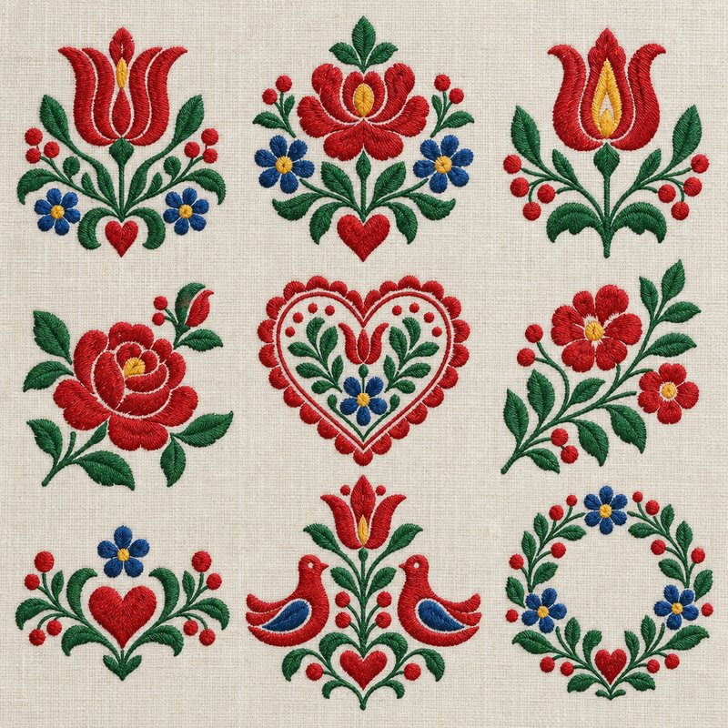 Hungarian embroidery design elements